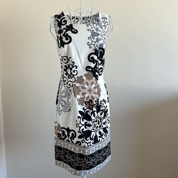 Dressbarn Size 4 “Timeless Dress” — Black & White Midi, Elegant Classic - Picture 4 of 9